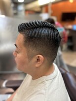銀座マツナガ 浅草店 圧倒的短髪フェードアイロンパーマメンズ黒髪ショート