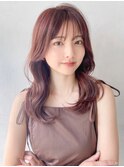 ★ #小顔くびれヘアアプリコットオレンジハイライトカラー