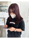 顔まわりレイヤー×バーガンディーカラー