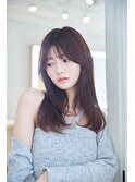 大人かわいい前髪セシルカットココアブラウンフリンジウェーブ