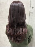 ホワイトグレージュミニウルフチェリーブラウンデジタルパーマ