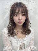 韓国レイヤーロング美髪グレージュアッシュインナーグレージュ