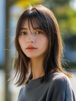 ムウ 難波(MOU)&nbsp;こなれミディくびれヘアアプリコットオレンジ20代30代40代50代