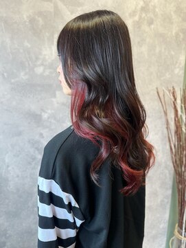 ザ ラブズ ラフズ ヘアー 本店(the loves laughs hair) コントラストインナーカラー×ワインレッドグラデ