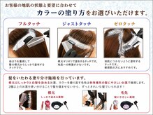 「地肌の状態やご希望に合わせて選べる、3つのカラー塗布方法」