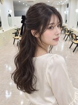 モト 船橋(moto)&nbsp;韓国ハーフアップリボン艶髪ココアブラウンお呼ばれヘア船橋