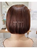 【天女目】ストレートパーマをした丸みボブ