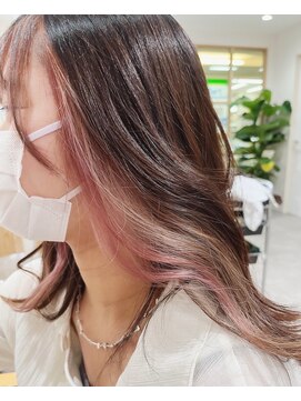 エン(eNN) 2種類の【インナーカラー】ピンク+ミルクティーベージュ