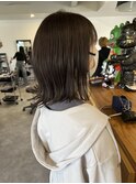 艶感グレージュワンレングスボブ
