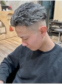 極道パーマ×ホワイトハイライト