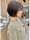 大人可愛い20代30代40代黒髪前下がりショートボブ丸みショート◎