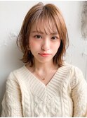 前髪小顔カット艶感モテ髪斜めバングワンカール#233g0114