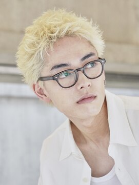 サンクマーケット 渋谷(cinq MARKET) 渋谷メンズブリーチカラーホワイトブロンドメンズショート金髪◆