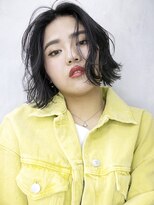 アルバム 渋谷パルコ(ALBUM) ウェットミニボブ_耳かけウェーブパーマフォギーベージュ_27392