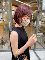 ユー(yew)&nbsp;ワインレッド/チェリーレッド/切りっぱなしボブ/ラインボブ