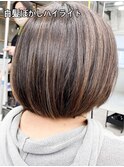 30代40代50代白髪ぼかしハイライト/小顔ショートボブ/くびれヘア
