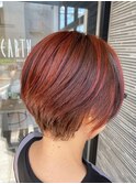 レッド ショートボブ