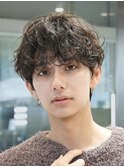 メンズ波巻きスパイラルパーマ無造作ツイストシャドウパーマ