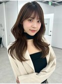 レイヤーロング くびれ巻き アッシュブラウン