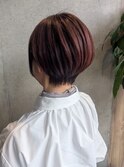 【大人女性に人気】丸みショートボブ×ボルドーブラウンカラー♪