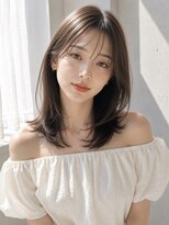 ノア 三宮店(NOA)&nbsp;【NOA】韓国風ミディアムレイヤー顔まわりレイヤーブラウン