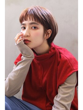 ロゼ 石橋(Rose) オン眉ショート ミルクティーピンク ショートボブ