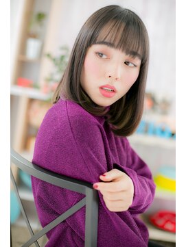 ミック ヘアアンドビューティー 大山店(miq  Hair&Beauty) インナーカラーのシースルーバング透明感ミディアムc1