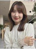 カジュアルくびれヘア前髪ピンクベージュインナーグレージュ