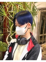 ヲタク(wotaku.) ハンサムショートネイビーカラーブルーカラーショートカット青髪