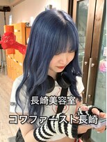 コワファーストナガサキシャンプーボーイ(COIFF1RST NAGASAKI SHAMPOO BOY)&nbsp;長崎 ブリーチ2回 ブルーグレー