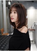 似合わせミディアムレイヤーと縮毛矯正