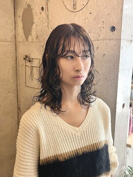 ほきもと美容室 ミディアムレイヤーウェーブ