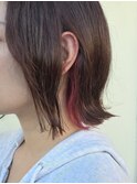 切りっぱなしボブ×インナーカラー×ワインレッド