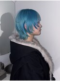ブルーカラー/レイヤーウルフカット