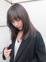 ノク(nok) 切りっぱなし顔周りレイヤー_美髪ピンクブラウン