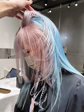 モニカ(MONIQA) 【ピンク×ブルー】ブリーチデザインカラー