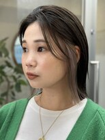 サンク 原宿 表参道(cinq)&nbsp;インナーカラーベージュショートボブ黒髪ボブ前髪インナーカラー