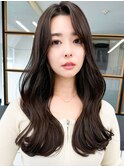 アッシュグレージュ 大人ロング 後れ毛 20代30代40代