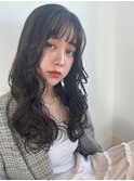 顔まわりふんわりガーリーロング