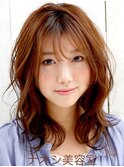【nao*c 富雄店】ゆるふわウェーブ☆大人可愛いミディーヘア