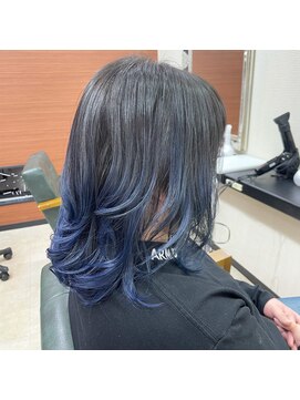 アクルヘアーバイテソロ(AKUR hair by tesoro) ネイビー×グラデーション
