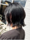 美髪結べるボブボブウルフミニウルフ薄めバング斜めバング