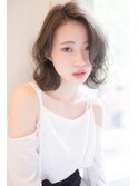 大人かわいい/レイヤーロング/グレーベージュ/前髪パーマ/錦糸町