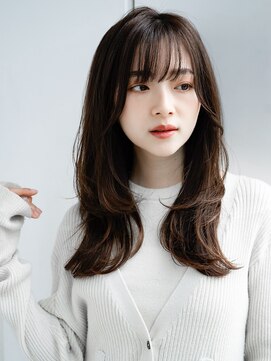 エインアンリー 表参道(AIN.ANLY.) 切りっぱなしボブ美髪エアリーロングピンクブラウン薄めバング