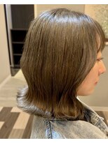 ランソ 成田店(RUNSO) ワンレンボブ×小顔顔周りレイヤー×オリーブベージュ