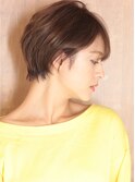 40代50代小顔黒髪ネビージュボブルフワンレン前髪ありショート