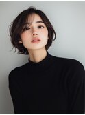 黒髪/ボブルフ/ネビージュ/小顔/ワンレン/小平/髪質改善/前髪