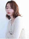 ミディアムレイヤー/透明感ブラウン/艶髪