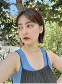 20代30代ミニボブココアブラウン小顔美肌ストレート丸み
