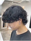 渋谷波巻きスパイラルパーマメンズボブウルフカット19時以降